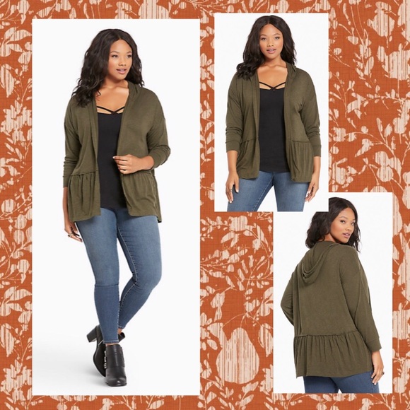 torrid Sweaters - TORRID Draped Open Front Cardigan with Hood 2X